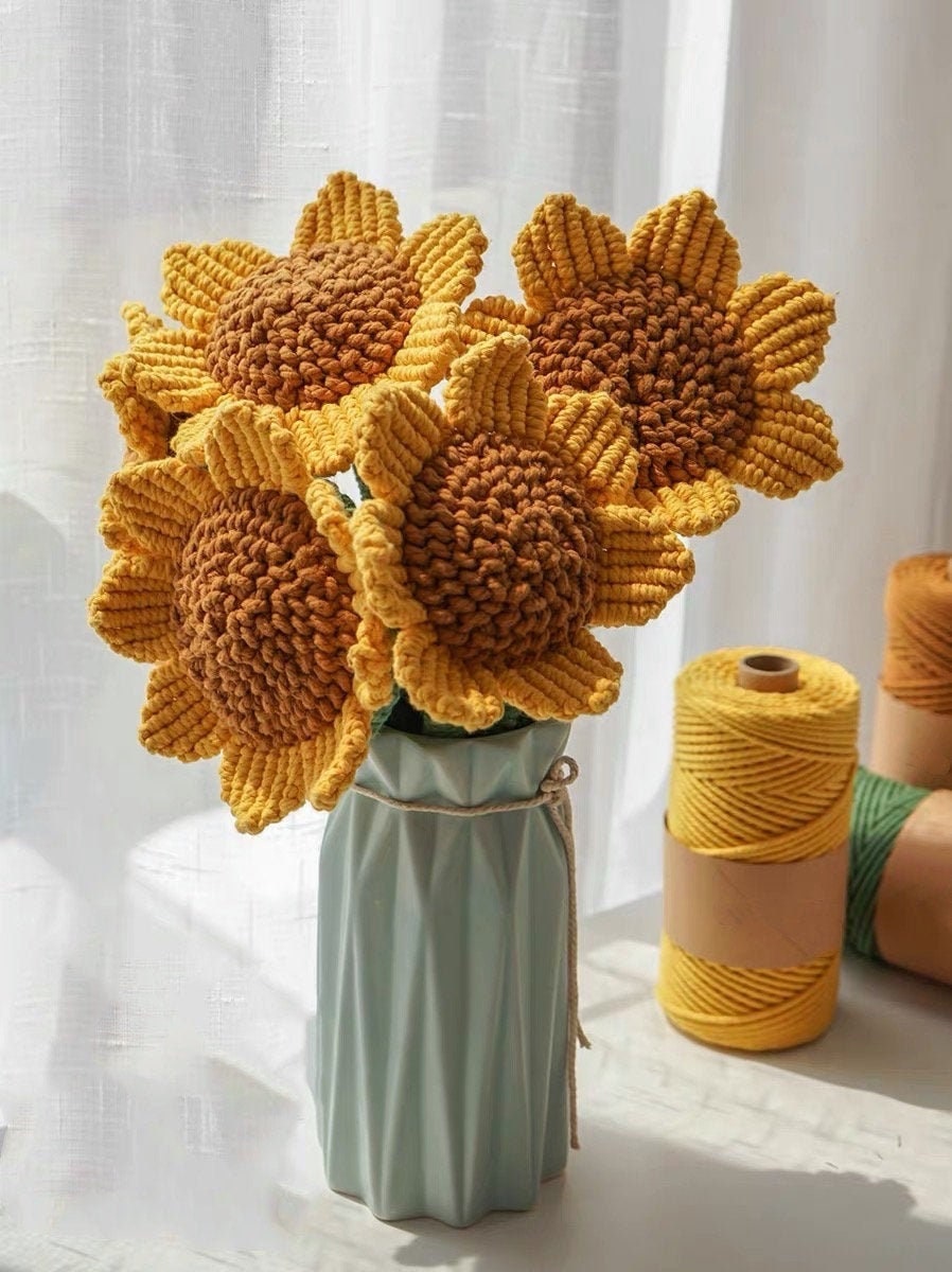 Macrame Flower DIY KIT for Beginners Macrame Sunflowers Kit Etsy
