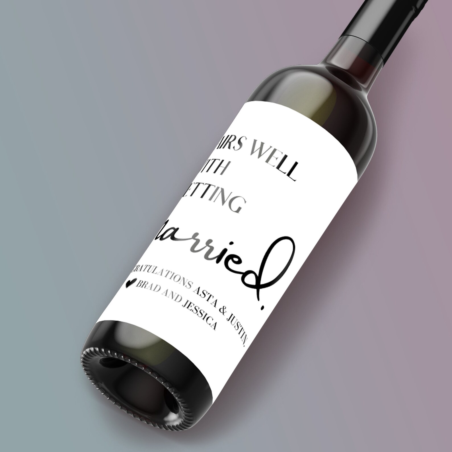 Wedding Wine Label Engagement Gift Pairs well with getting Etsy