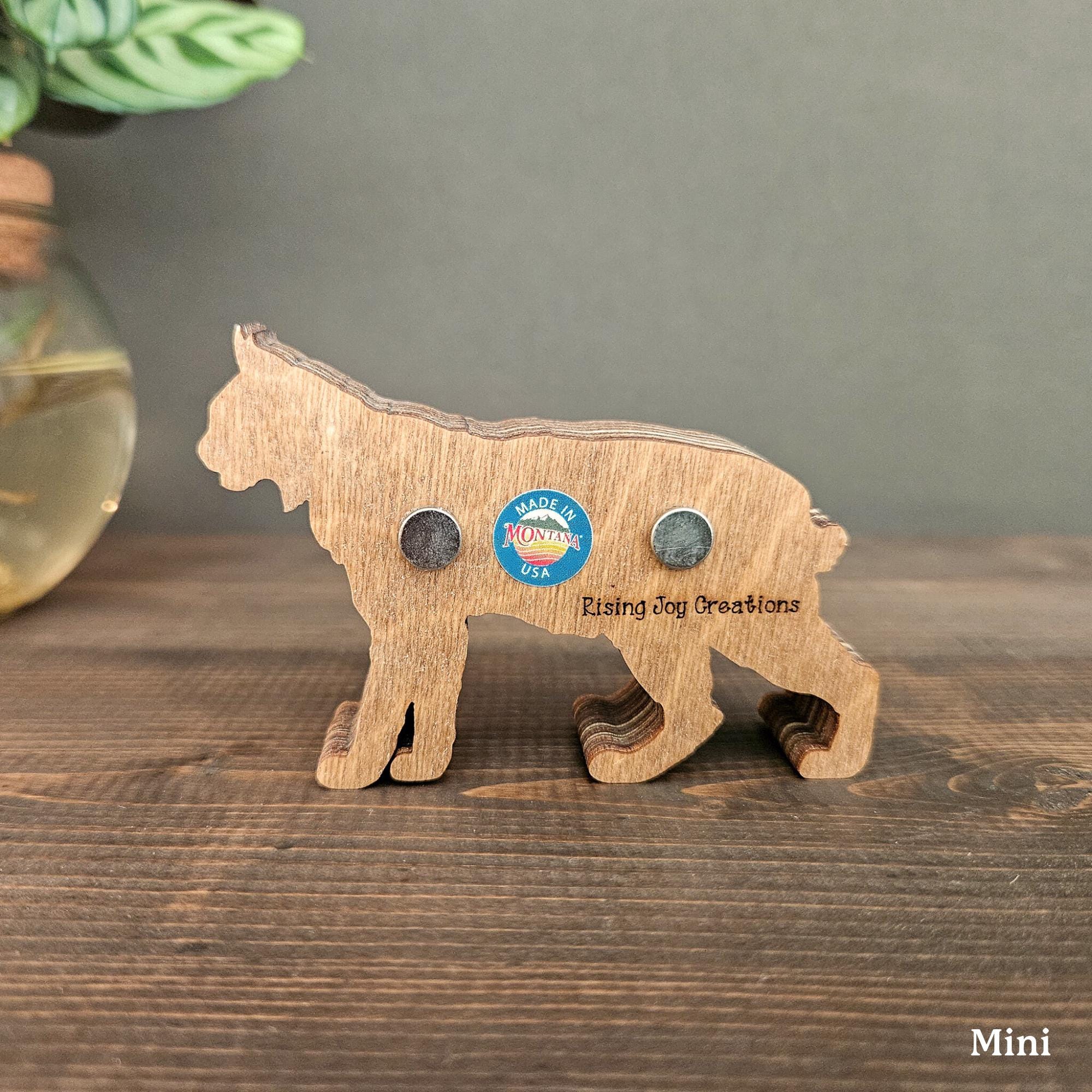 Rustic Bobcat Mini Bobcat Wood Magnet | 3D Layered Lynx Animal Art | Cabin Fridge ...
