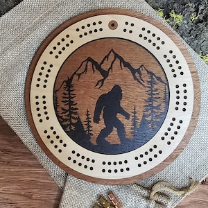 Mini Travel Wood Cribbage Board - Bigfoot - Sasquatch