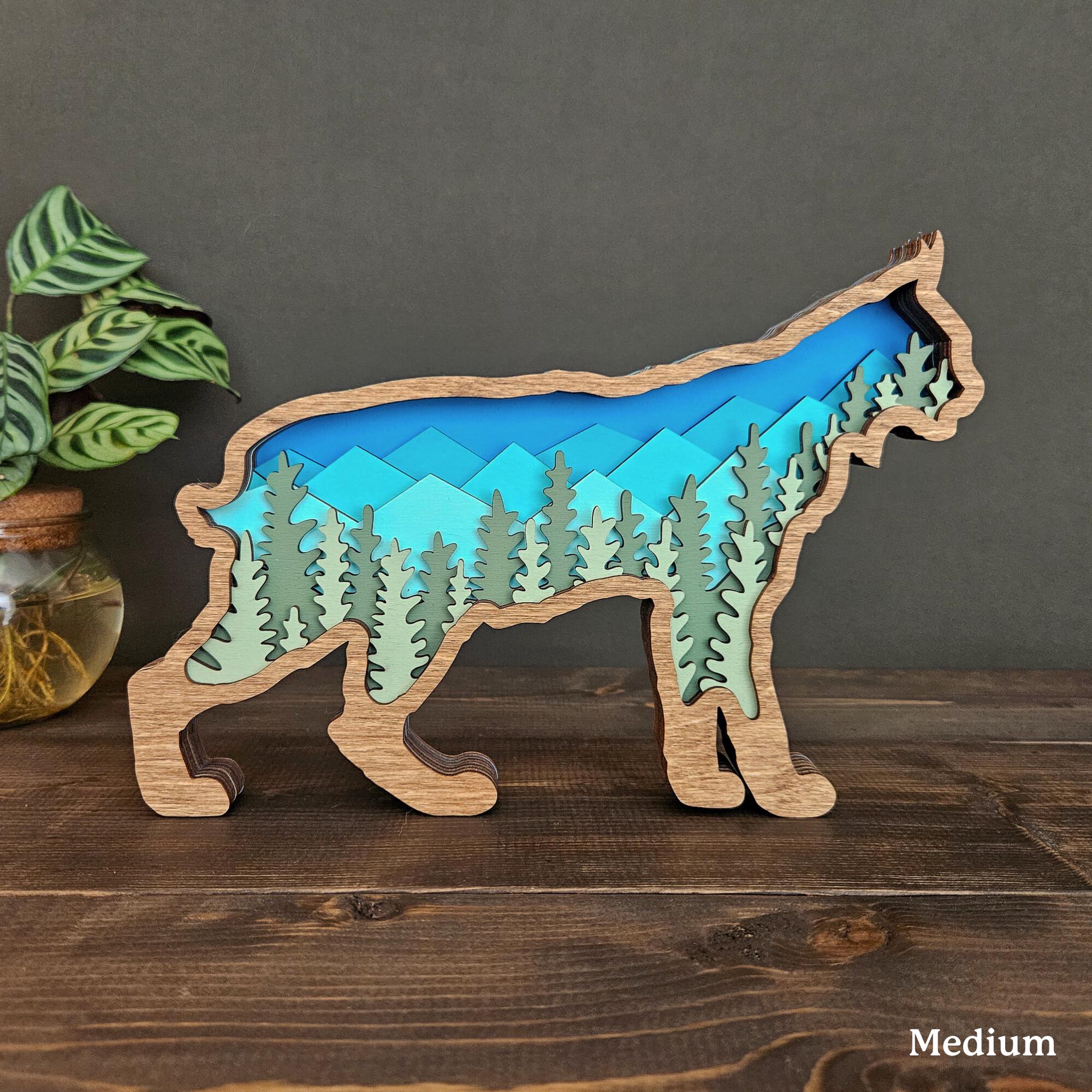 Rustic Bobcat 3D Layered Bobcat Wall Art, Wood Bobcat Decor, Wildlife Cabin Art ...