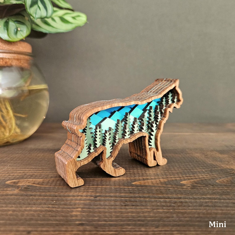 Rustic Bobcat Mini Bobcat Wood Magnet | 3D Layered Lynx Animal Art | Cabin Fridge ...