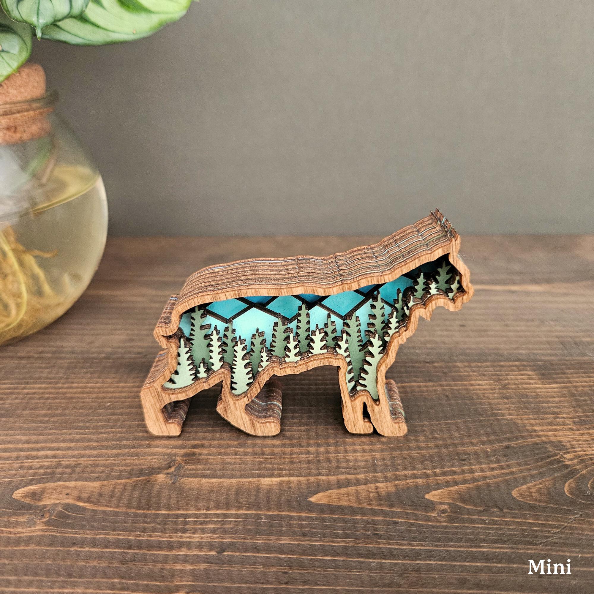 Rustic Bobcat Mini Bobcat Wood Magnet | 3D Layered Lynx Animal Art | Cabin Fridge ...
