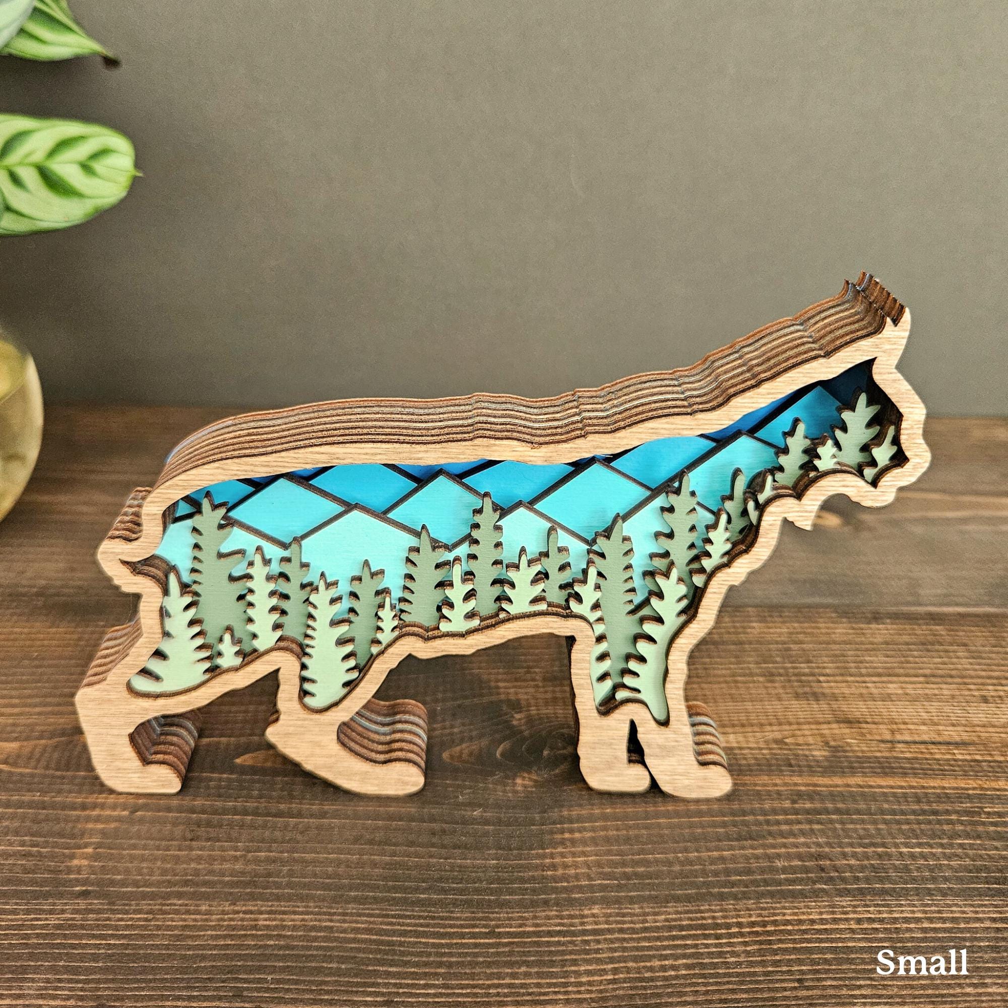 Rustic Bobcat 3D Layered Bobcat Wall Art, Wood Bobcat Decor, Wildlife Cabin Art ...