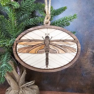 Dragonfly Memorial Ornament, Wood Quilt Dragonfly Gift, Nature Inspired Keepsake, Sympathy Gift, Rustic Holiday Ornament, Nature Art