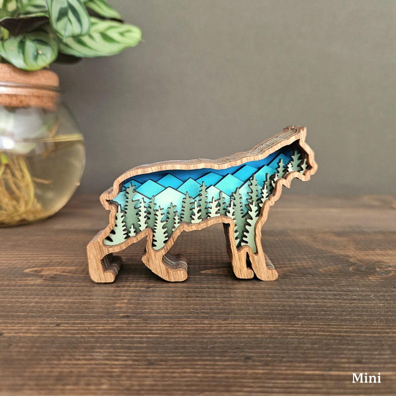 Rustic Bobcat Mini Bobcat Wood Magnet | 3D Layered Lynx Animal Art | Cabin Fridge ...