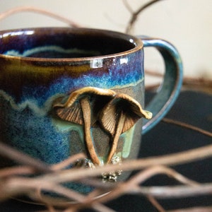 Handmade Mushroom Mug / Ceramic Mushroom Coffee Mug / Decorated Pottery Coffee Mug / Tea Mug /