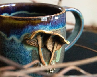 Handmade Mushroom Mug / Ceramic Mushroom Coffee Mug / Decorated Pottery Coffee Mug / Tea Mug /