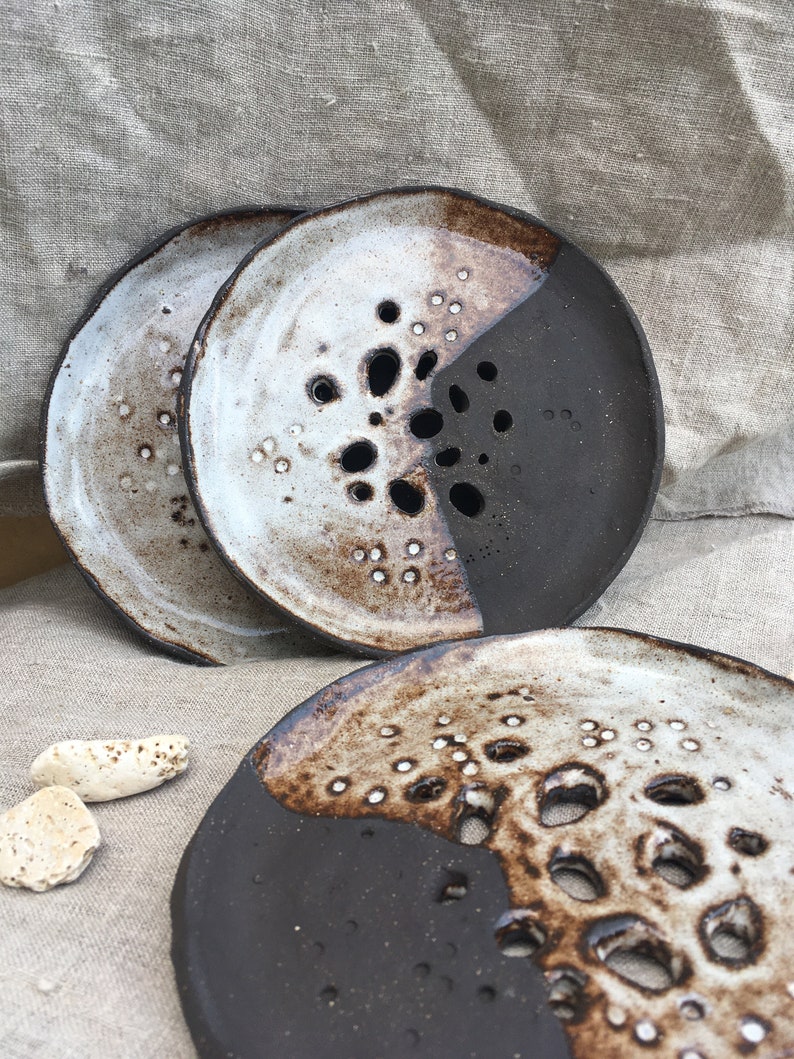 Ceramic Soap Dish / Ceramic Dish / Soap Dish / Soap Holder / Black Clay