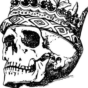 Hand Drawn Skull in Crown SVG illustration Skeleton King Clipart Halloween Vector Cut files for Cricut Digital Download Commercial Use PNG