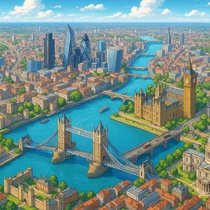 Mapa de anime de Londres Imprimir Póster de Londres estilo anime Descargar mapa imprimible Mapa cinematográfico digital de la ciudad de Londres Descarga instantánea Mapa de Londres