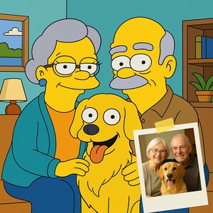 Custom Simpson Style Portrait from Your Photo Personalised Cartoon Characters for Couple Family Pet Gift Digital Simpson Art Cute Lovely PNG