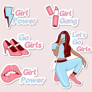 Mädchen Power Aufkleber SVG Bundle Frauen Power Element Cliparts Set Feministische Abzeichen Pack Vektor Silhouette Cut Dateien für Cricut digitaler Download