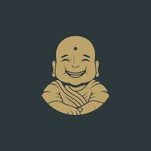 Hand Drawn Buddha Smile SVG Vintage Minimalist Logo Design Buddhist Monk Statue Clipart Spiritual Hindu God Template Cut file for Cricut PNG