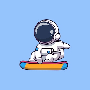 Astronauta surfista dibujado a mano SVG Ilustración digital Astronauta con casco Clipart Vector Silueta Archivos de corte para Cricut Descarga digital PNG
