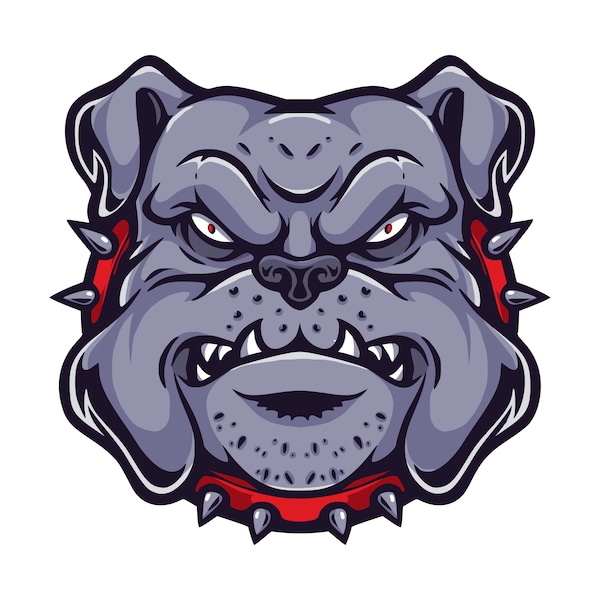 Hand Drawn Angry Bulldog SVG illustration Beloved Cartoon Dog Face Clipart Animal Mascot Logo Pet Vector Cut files for Cricut Silhouette PNG