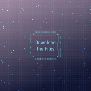 May include: A blue digital chip with a grid pattern and the text "Download the Files" in white.