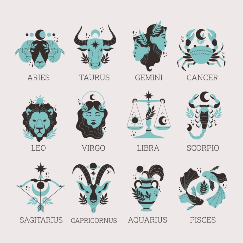 Zodiac Signs SVG Bundle Minimalist Scorpio Cancer Aquarius - Etsy