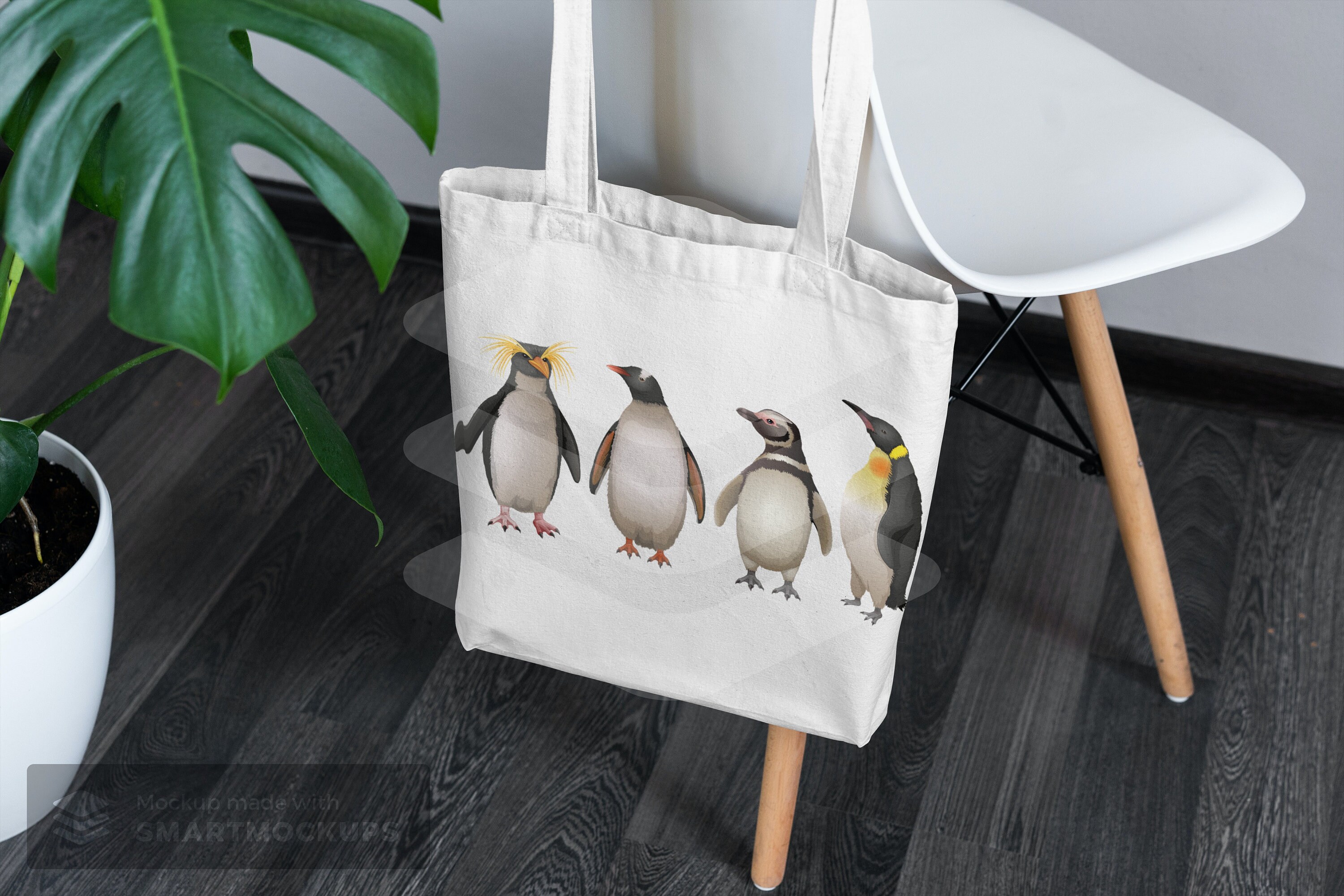 Adelie Penguin Grey Poster in White Frame - Funny Workshop