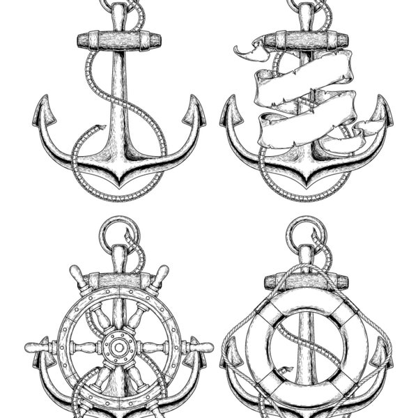 Anchor Clipart SVG Bundle Navy SVG Set Nautical Clip Art SVG Sea Ocean Sailor Vector Files Instant Digital Download Cut files for Cricut png