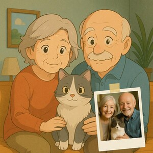Custom Ghibli Studio Style Portrait from Your Photo Personalised Anime Character for Couple Family Pet Gift Digital Anime Art Cute Love PNG