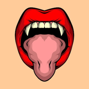 Vampire Lips SVG: Hand Drawn Dracula Clipart, Halloween Cut File (Digital Download)