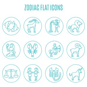 Handgezeichnete Sternzeichen Flache Symbole SVG Bundle Horoskop Zeichen Elemente Set Clipart Pack Vektor Schnitt Datei für Cricut Digital Download Silhouette PNG