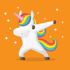 Dabbing Unicorn SVG, Unicorn Dab Clipart, Hand Drawn Unicorn PNG File, Rainbow Dabbing Unicorn for Unicorn Lover, Instant Digital Download