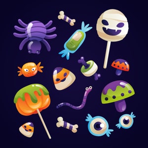 Halloween Candy SVG Bundle: Gruselige Handgezeichnete Clipart (Digitaler Download)