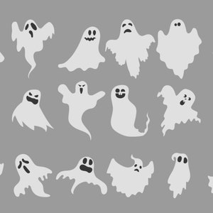 Hand Drawn Cartoon Ghost SVG Bundle Mininmalist Clipart Set Halloween Spooky Phantom Silhouette Pack Vector Cut files for Cricut PNG JPG eps