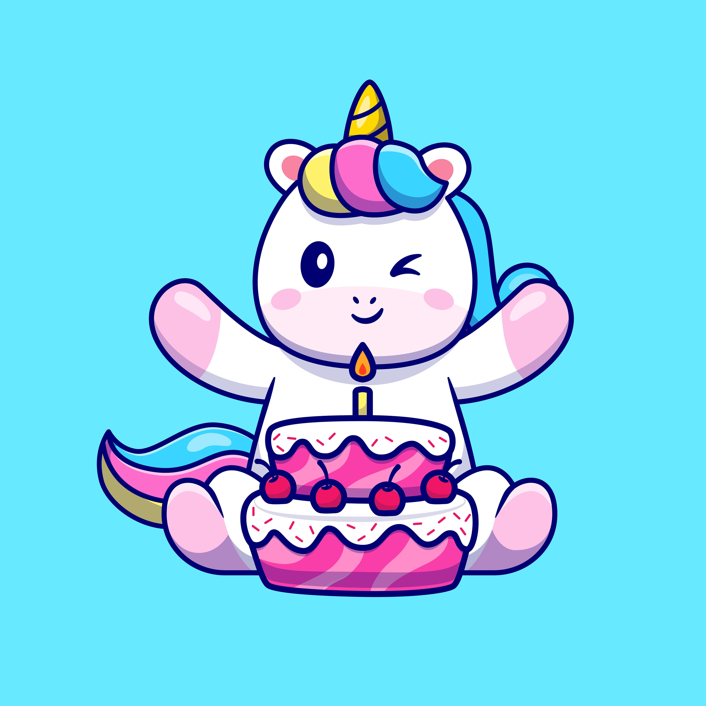 Happy Birthday Unicorn Png Svg Cute Kawaii Unicorn Birthday Etsy