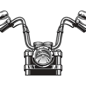 Hand Drawn Classic Motorcycle Front View SVG Vintage Bike Illustration Monochrome Clipart Silhouette Vector Cut files for Cricut PNG JPG eps