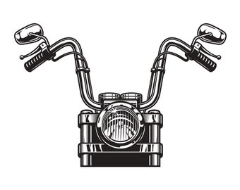 Hand Drawn Classic Motorcycle Front View SVG Vintage Bike Illustration Monochrome Clipart Silhouette Vector Cut files for Cricut PNG JPG eps