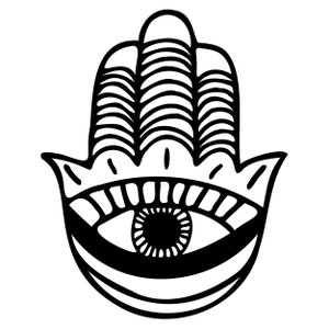 Illustrazione digitale SVG Malocchio disegnato a mano Humsa Protezione oculare turca Clipart in bianco e nero File vettoriali tagliati per Cricut PNG JPG eps ai