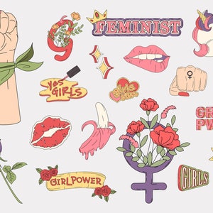 Feministische sticker SVG-bundel: Girl Power-stickers (digitale download)