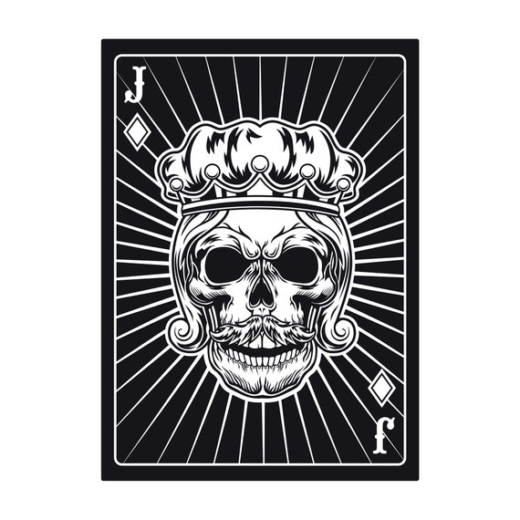 Hand Drawn Skull King Playing Card SVG Jack Diamond Skeleton Etsy Denmark