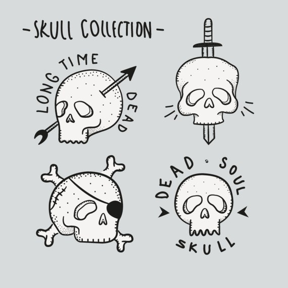Hand Drawn Skull SVG Bundle Minimalist Doodles Pack Clipart - Etsy