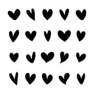 Hand gezeichnete Schwarzweiss-Herz-Svg-Bundle-Valentinstag-Liebes-Gekritzel-Clipart-Set Flache Icons Pack Vektor-Schnittdateien für Cricut PNG JPG eps