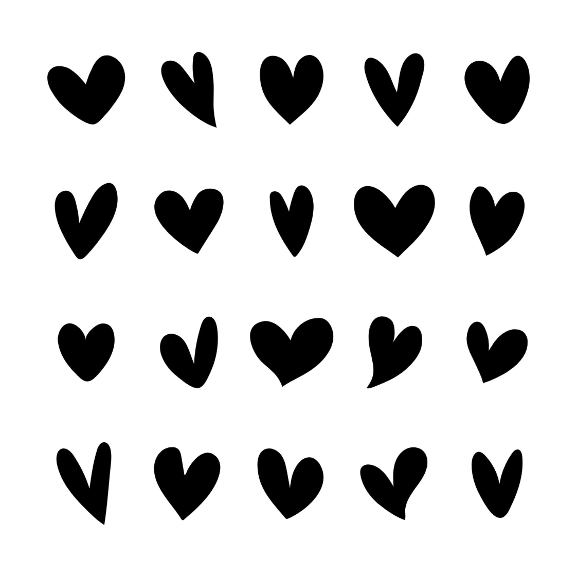 Hand Drawn Black and White Hearts Svg Bundle Valentines Day Love Doodles Clipart Set Flat Icons Pack Vector Cut files for Cricut PNG JPG eps