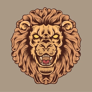Ilustración SVG de cabeza de león enojada dibujada a mano, clipart de gato montés espeluznante, bestia de la naturaleza, silueta vectorial de Leo, archivos de corte para descarga digital de Cricut