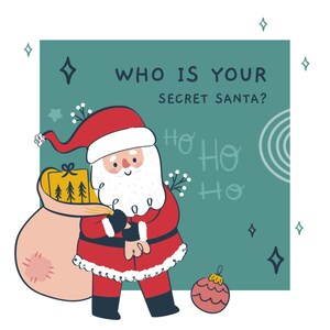 手描きのシークレットサンタフラットイラストSVGメリークリスマスクリップアートハッピーニューイヤーベクターシルエットカットファイルCricutデジタルダウンロード用