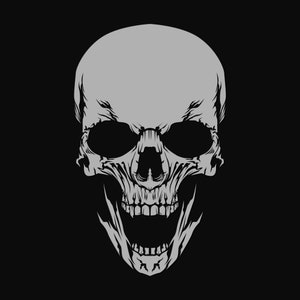 Hand Drawn Skull Silhouette Gray Black SVG illustration Skeleton Head Vector Cut files for Cricut Digital Download Commercial Use PNG JPG