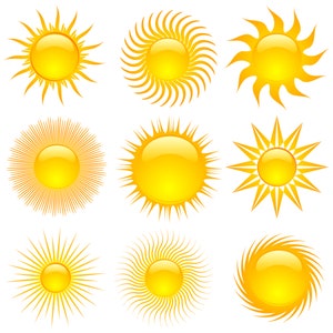 Ręcznie rysowane Letnie Słońce SVG Pakiet ilustracji Clipart Sunshine Collection Set Vector Silhouette Wytnij plik dla Cricut Digital Download PNG JPG
