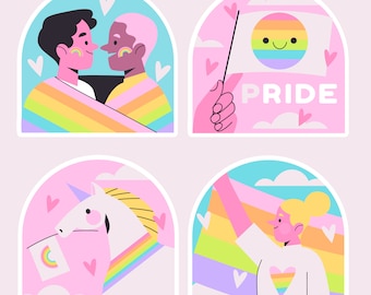 LGBT Pride Printable Stickers SVG Bundle Lesbian Gay Bi Trans Queer Colection Clipart Silhouette Cut Files for Cricut Digital Download png
