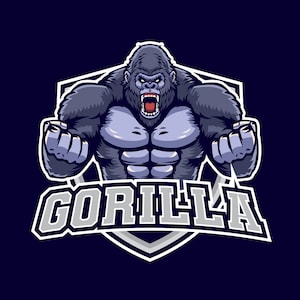Logotipo de mascota gorila enojado dibujado a mano SVG listo para usar Ilustración digital Simio rugiente Archivos de corte vectorial para descarga instantánea de Cricut