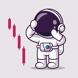 Dibujos animados Inversión Astronauta Bajista Criptomoneda SVG Ilustración dibujada a mano Gráfico Acciones a la baja Archivos de corte vectoriales para Cricut Descarga digital PNG