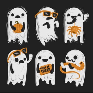 Kawaii Halloween Geist Doodle SVG Bundle: Lustiges Phantom Clipart (digitaler Download)