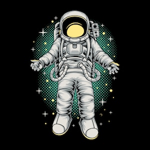 Astronauta dibujado a mano flotando en el cosmos Ilustración digital SVG Astronauta en casco Universo Clipart Vector Silueta Archivos de corte para Cricut