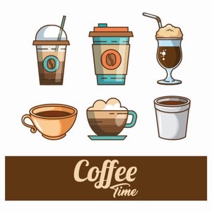 Handgezeichnete Kaffeetasse Element PNG SVG Bundle Restaurant Bevarage Menü Illustration Set Vektordatei für Cricut Digital Download Silhouete