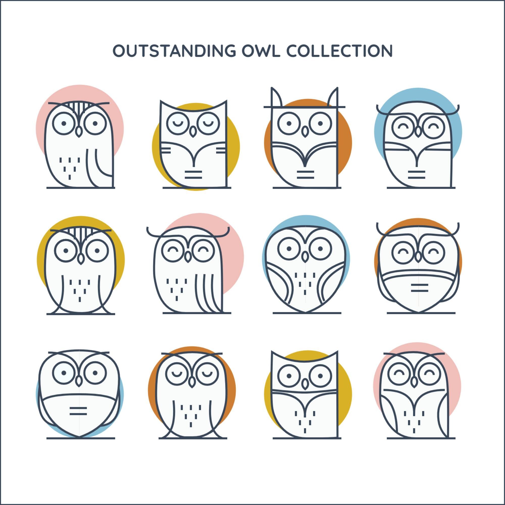Hand Drawn Owl SVG Bundle: Minimalist Clipart (Digital Download)
